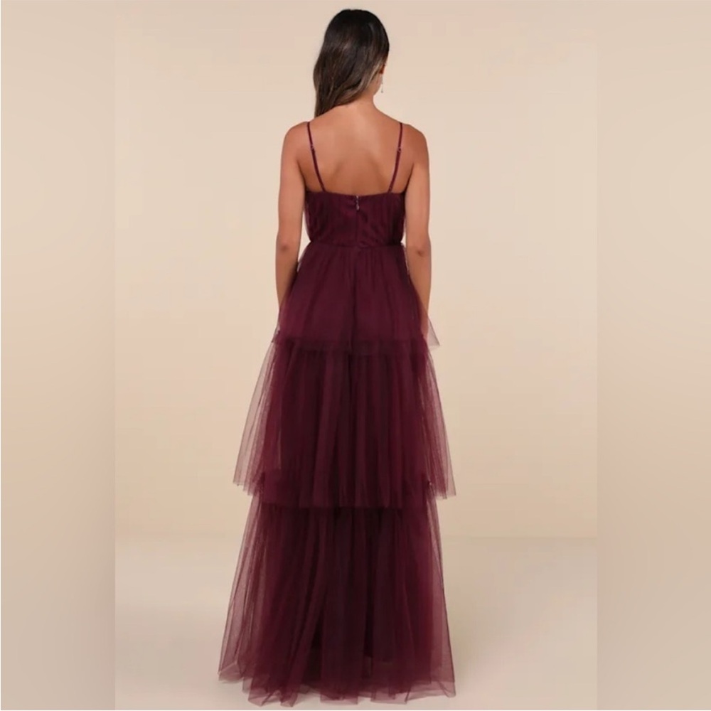 Lulu's Unforgettable Poise Plum Purple Tulle Bustier Tiered Dress - Picture 6 of 6